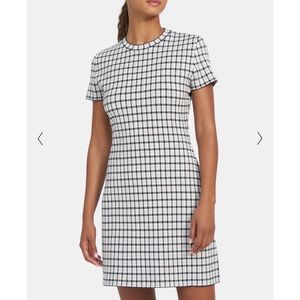Theory Flare Dress in Checked Stretch Viscose